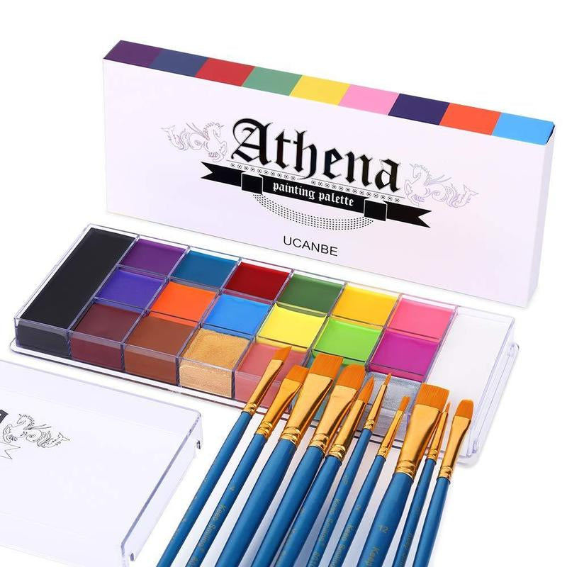 UCANBE Athena Face and Body Oil Paint Palette, Professional and Safe Non-Toxic Tattoo Halloween Special Effects Party Makeup Kit for Kids and Adults.