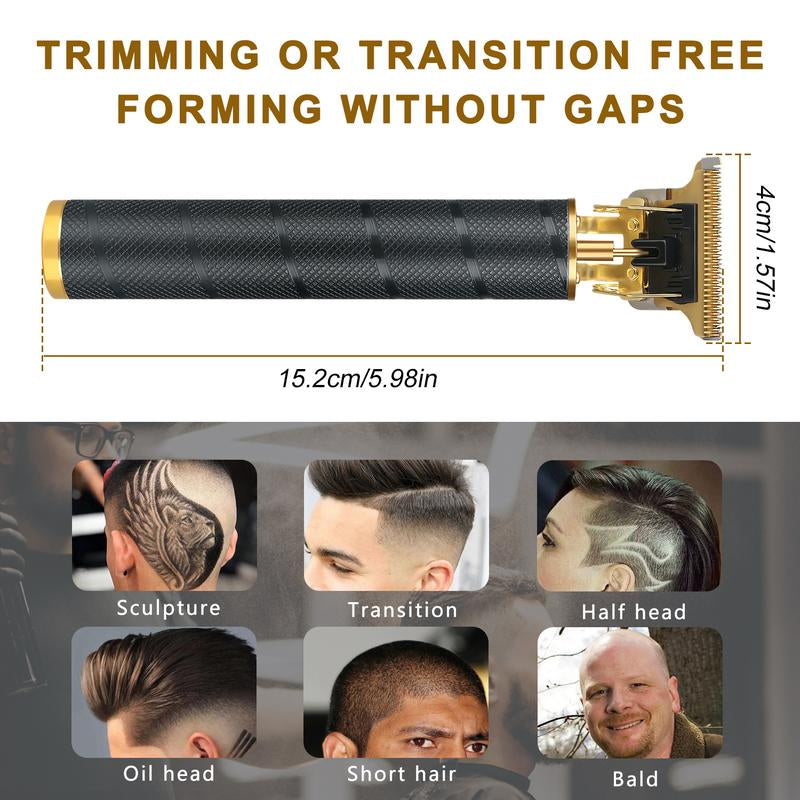 Rechargeable T-Blade Hair Clippers for Men,Approached Zero Gapped Hair Trimmer,Home Hair Cutting Cordless Grooming Kit.