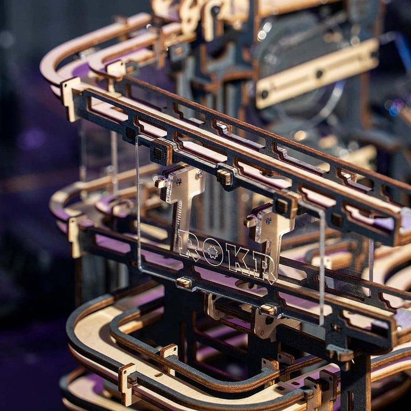 【Self-Assembly Puzzle】Rokr 3D Wooden Puzzles for Adults Marble Run Model Building Kit(Lga01 Marble Night City)